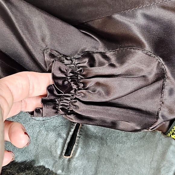 Vintage Tissavel France Faux Fur & Leather Chocolate Brown 70s Glam Belted Coat - Picture 14 of 16